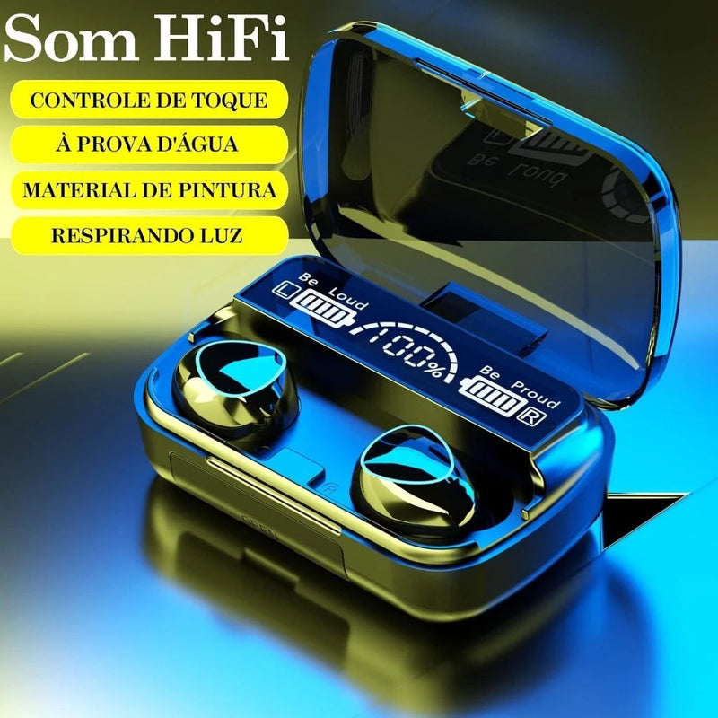 Fone de Ouvido Bluetooth 5.3 Sem Fio Intra Auricular com Cancelamento de Ruído e Power Bank 3000mAh